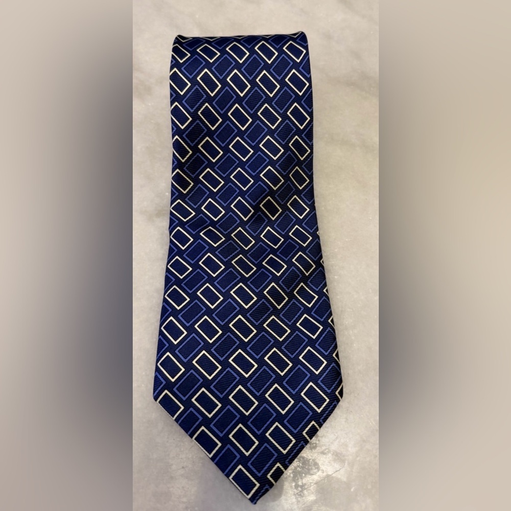 Lauren Ralph Lauren Silk Tie Navy Geometric Diamond Business Wedding